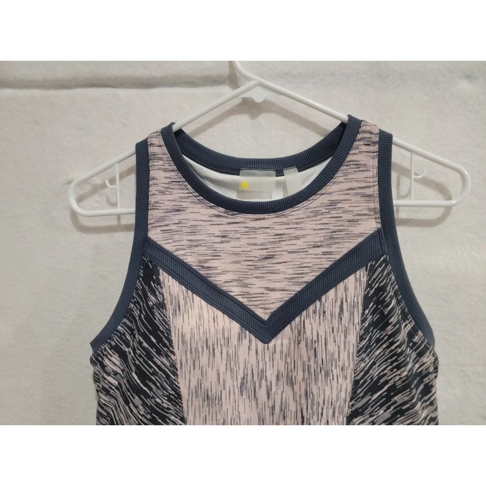 Zella Static High Neck Sports Bra‎ Colorblock Marled Space Dye Pink Gray Size L